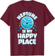 Neptune is My Happy Place Solar System Planet T-Shirt - T-Shirt | Maroon