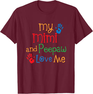 Kids My Mimi and Peepaw Love Me T-Shirt - T-Shirt | Maroon