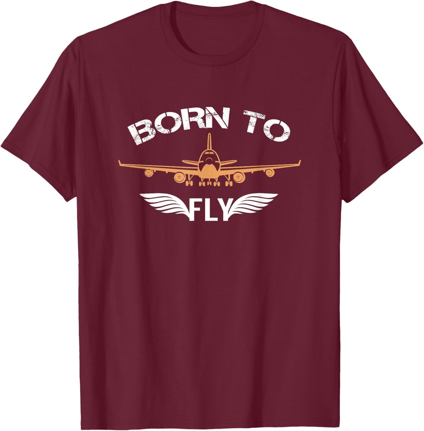 Born To Fly Aviation Shirt Airplane Pilot T-Shirt - T-Shirt | Maroon
