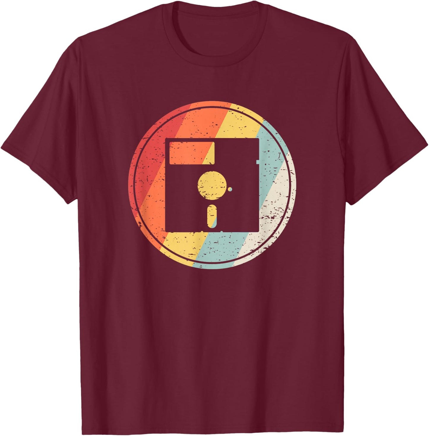 Vintage Retro Floppy Disk T-Shirt - T-Shirt | Maroon