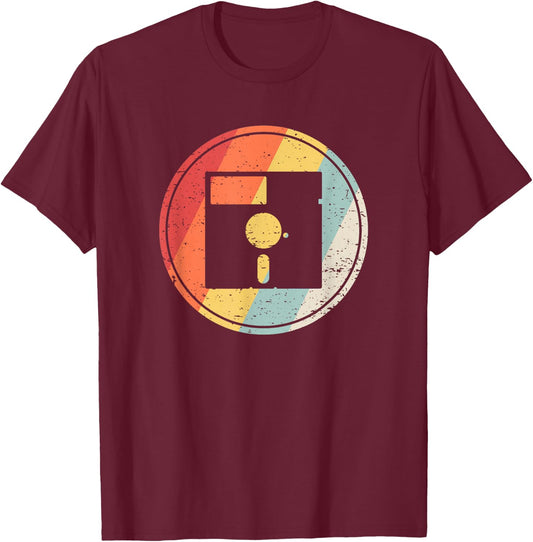 Vintage Retro Floppy Disk T-Shirt - T-Shirt | Maroon