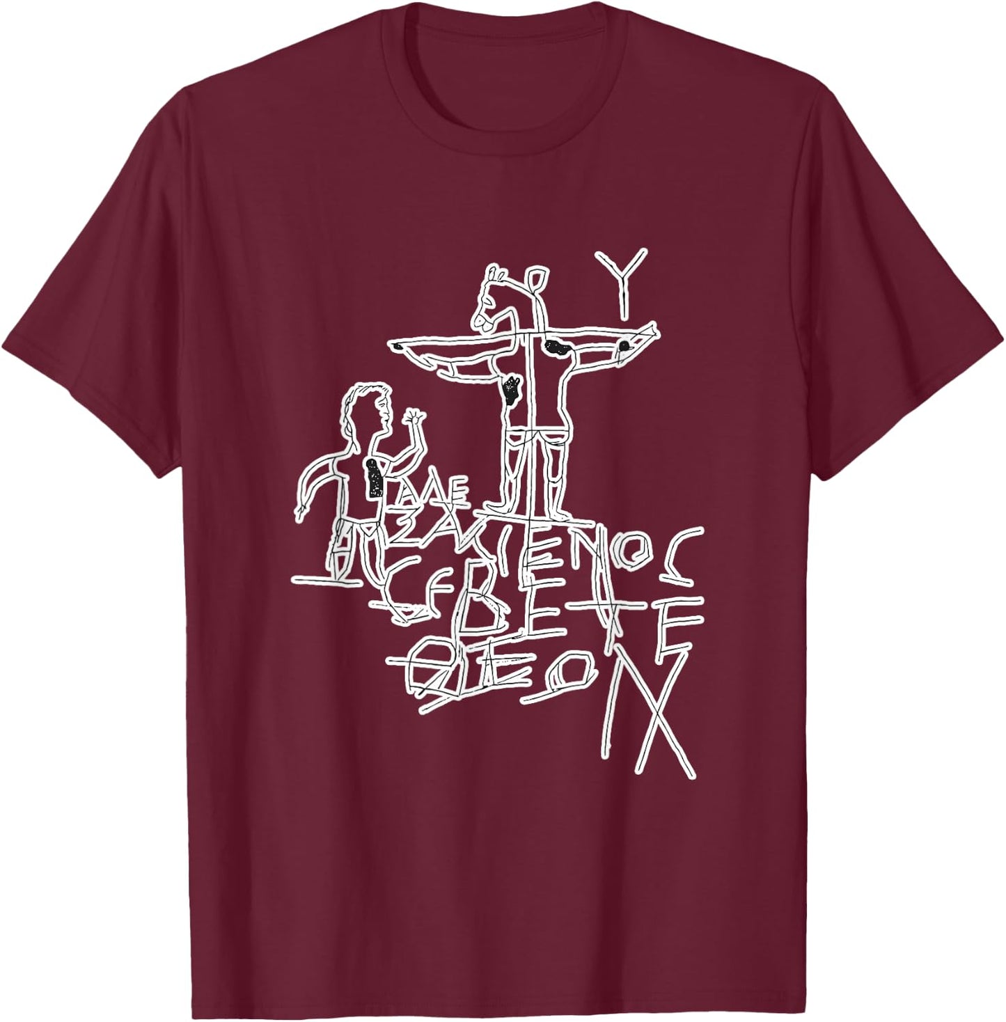 Alexamenos Graffiti - Graffito - Roman - Jesus - Christian T-Shirt - T-Shirt | Maroon