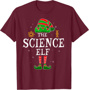 Science Elf Group Matching Family Christmas Scientist Funny T-Shirt - T-Shirt | Maroon