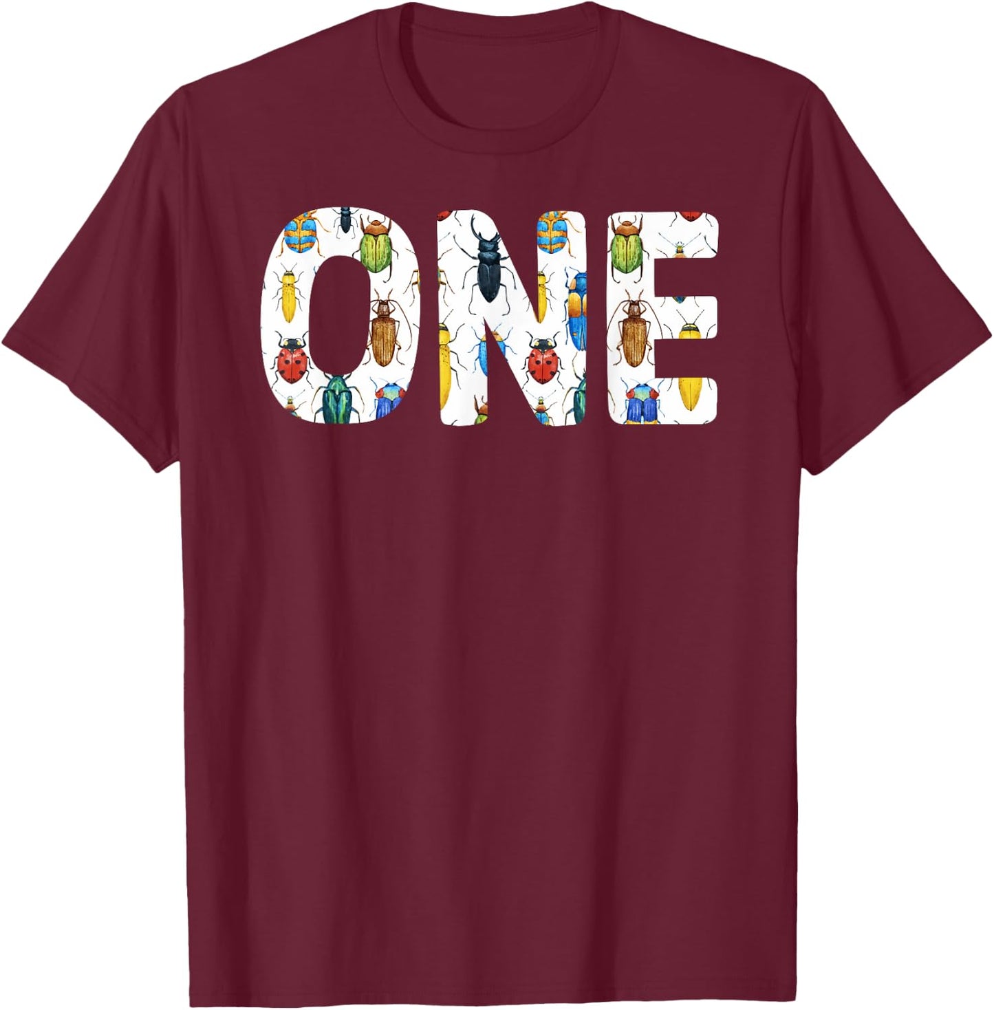 mb Bug 1st Birthday Funny Insects Lover 1 Year Old Kids T-Shirt - T-Shirt | Maroon