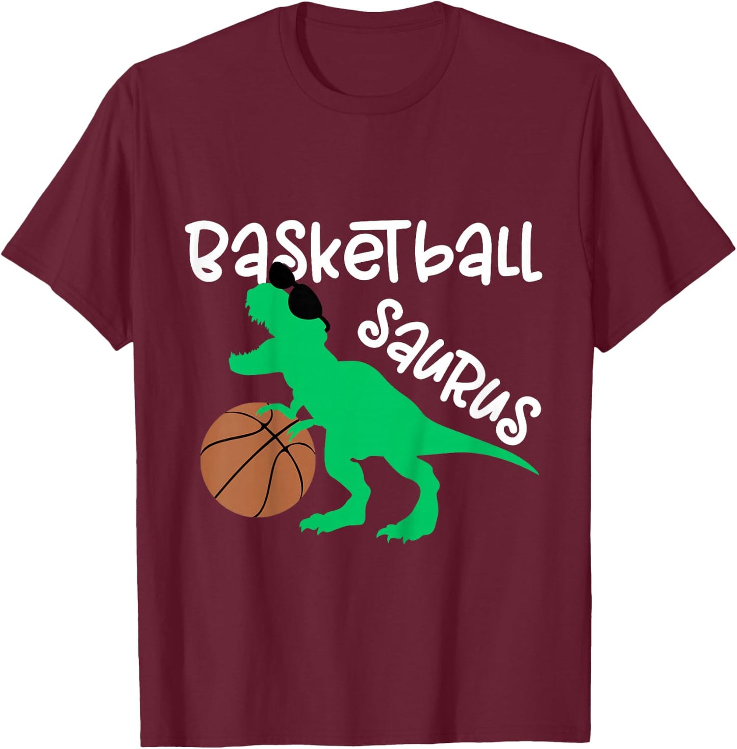 Toddler Basketball Dinosaur for Boys and Girls Dino Lover T-Shirt - T-Shirt | Maroon