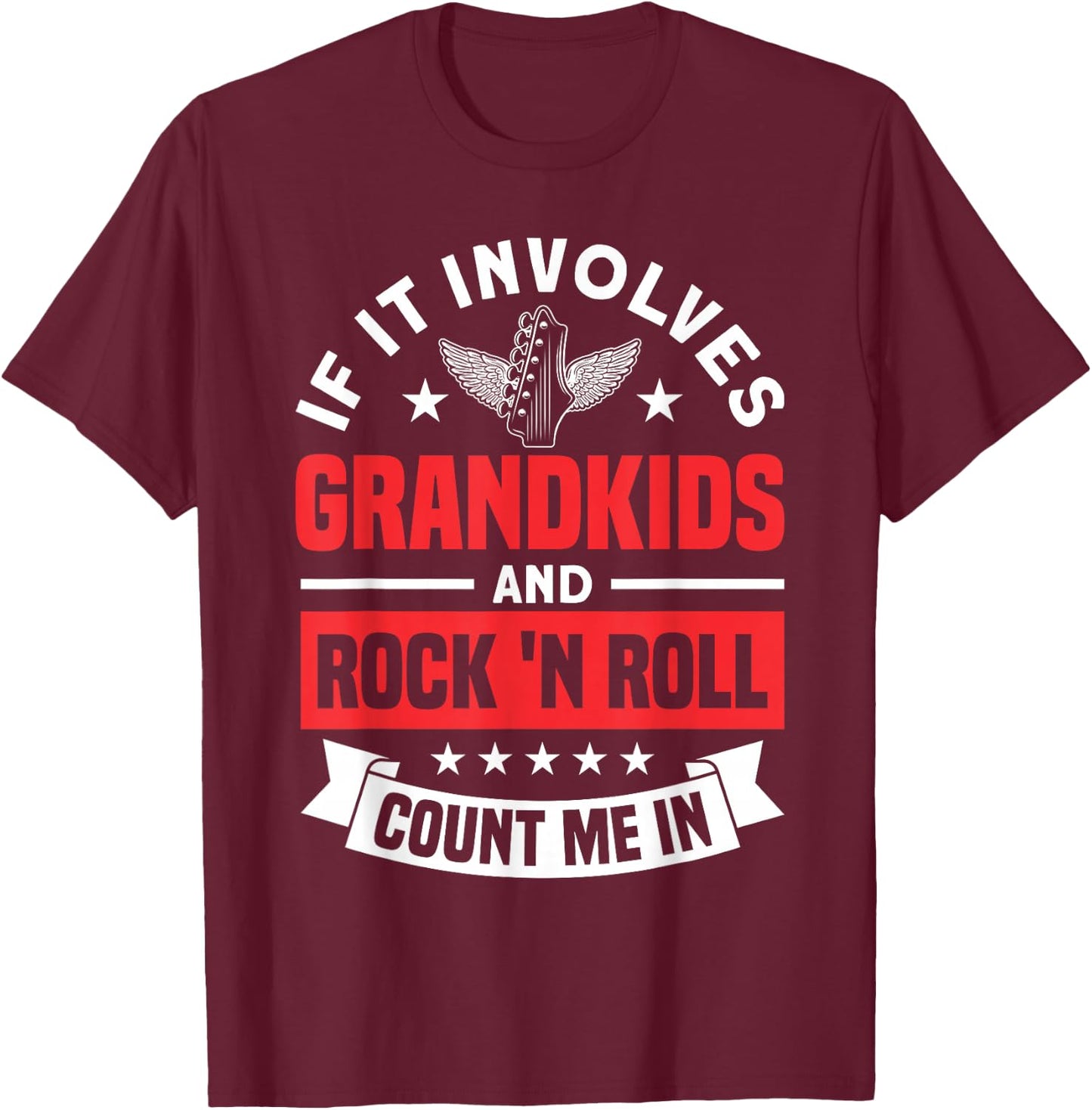 Grandkids And Rock 'n Roll Rock N Roll Guitar T-Shirt - T-Shirt | Maroon