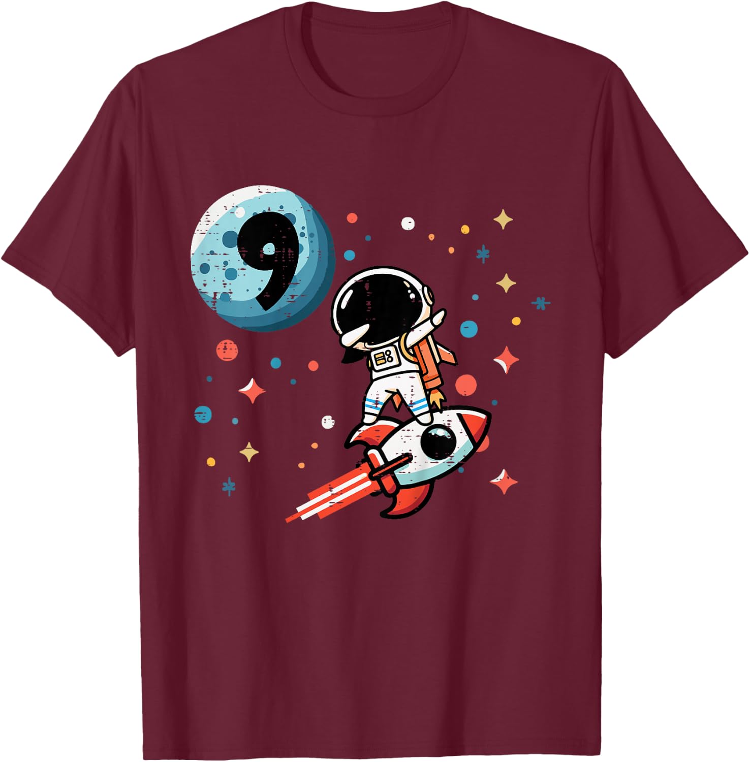 Kids 9th Birthday Astronaut Dab Rocket 9 Year Old Bday Boys Kids T-Shirt - T-Shirt | Maroon