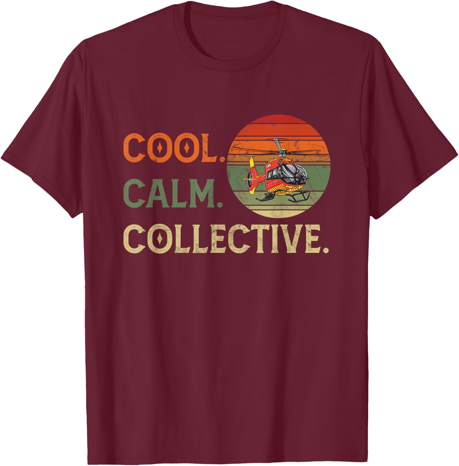 Cool Calm Collective for Helicopter Pilots Vintage Sunset T-Shirt - T-Shirt | Maroon