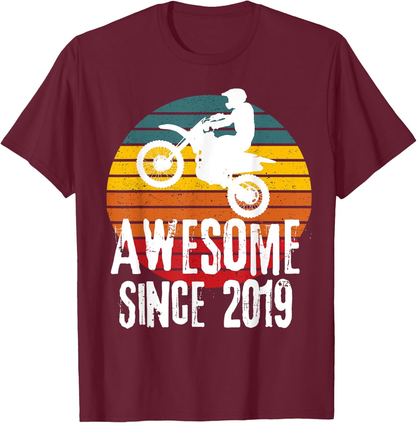 Awesome Since 2019 Retro Motorcycle Dirt bike Boy's Birthday T-Shirt - T-Shirt | Maroon
