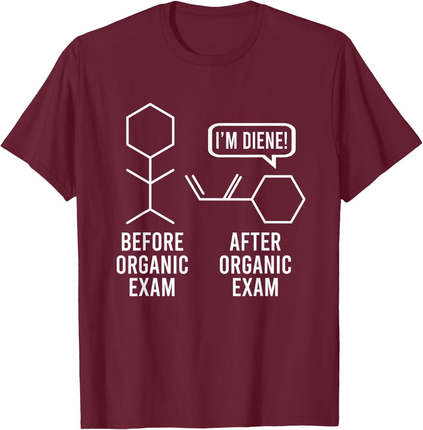 Before And After Organic Exam Chemistry Student Chemist T-Shirt - T-Shirt | Maroon