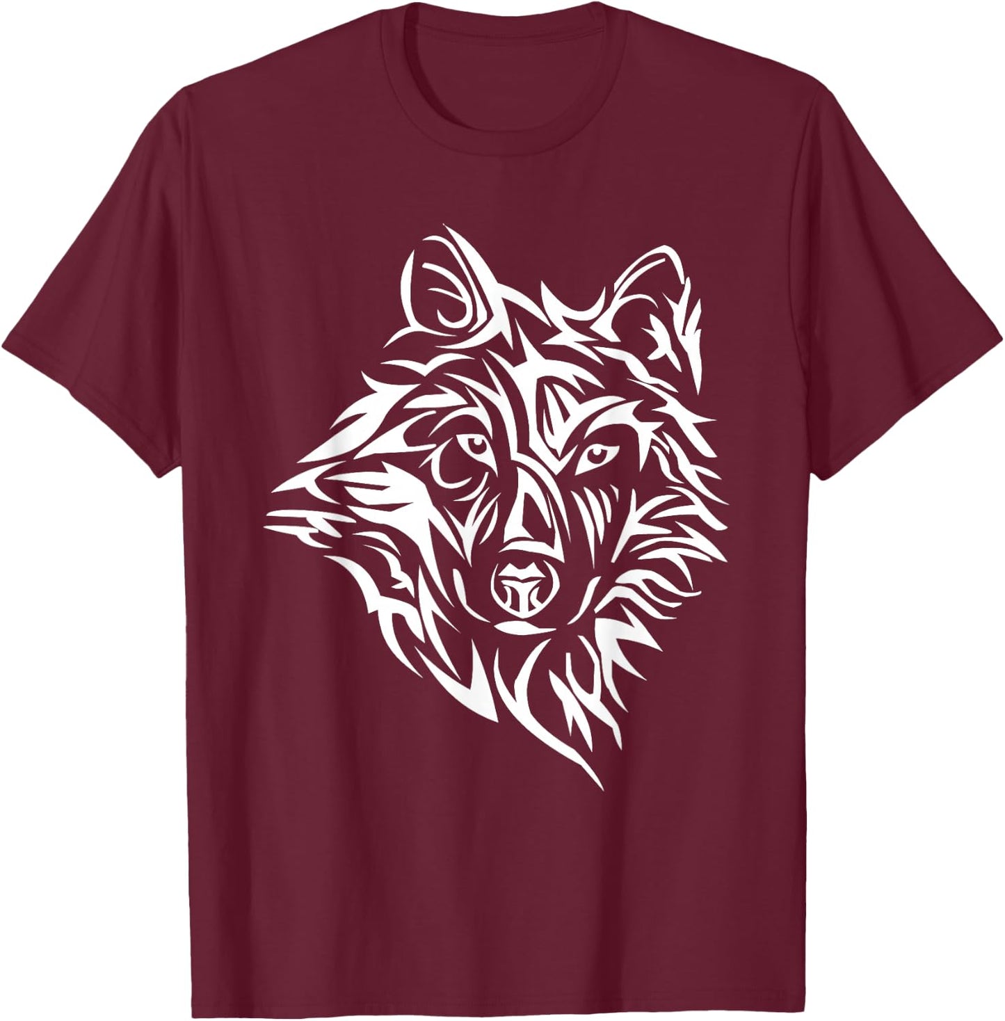 Dire Wolf Stencil Lone Northern Tribal Teen Howling Direwolf T-Shirt - T-Shirt | Maroon