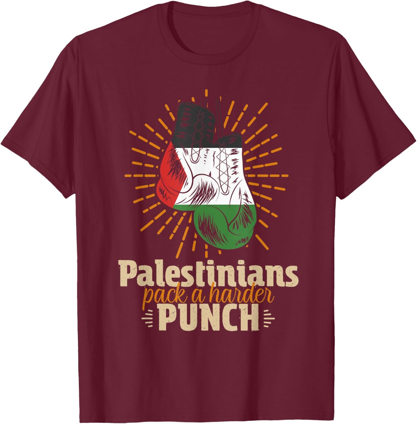 Palestine Palestinian Wrestling Boxing T-Shirt - T-Shirt | Maroon