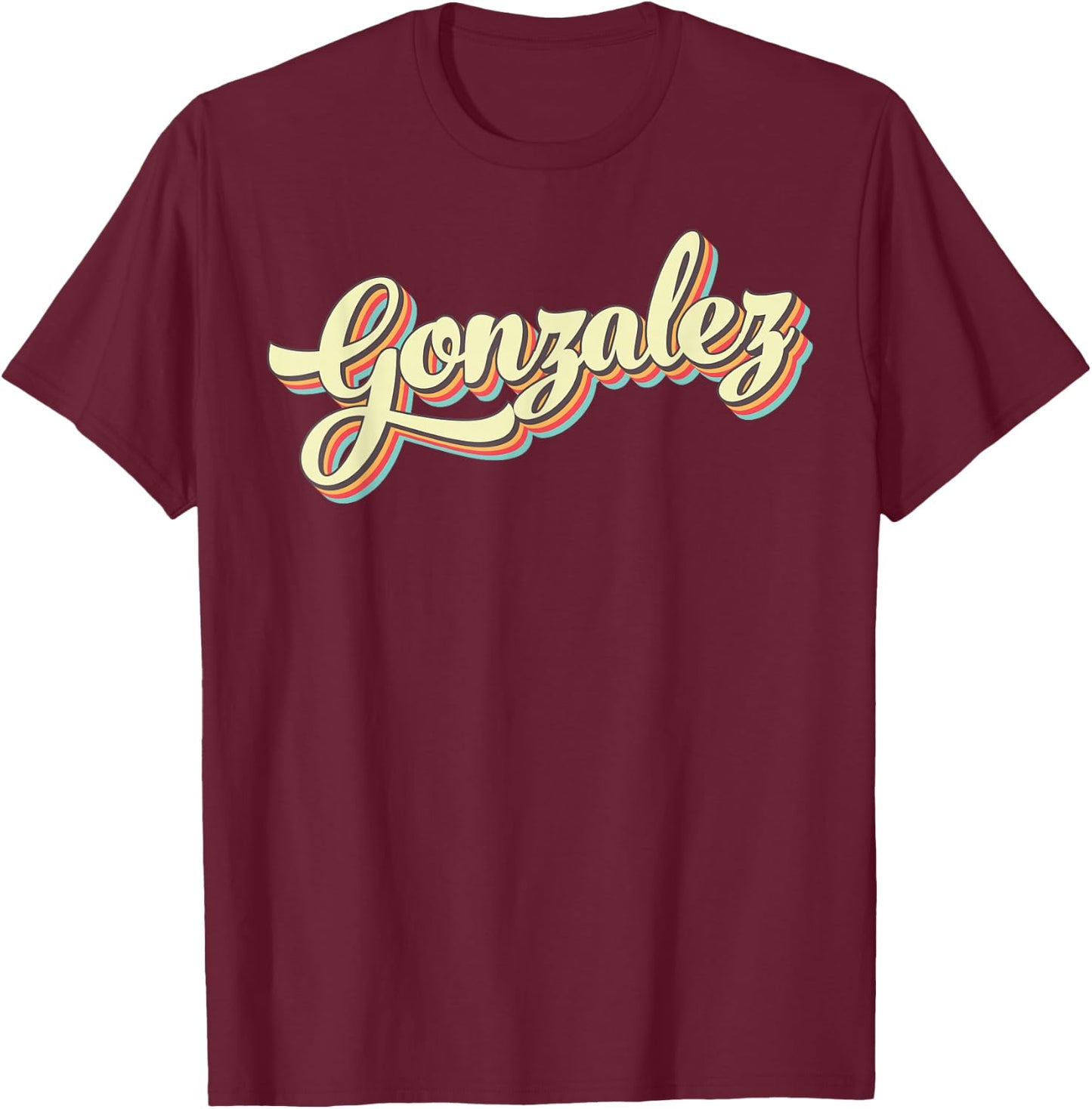 Gonzalez Retro Art Baseball Font Vintage T-Shirt - T-Shirt | Maroon
