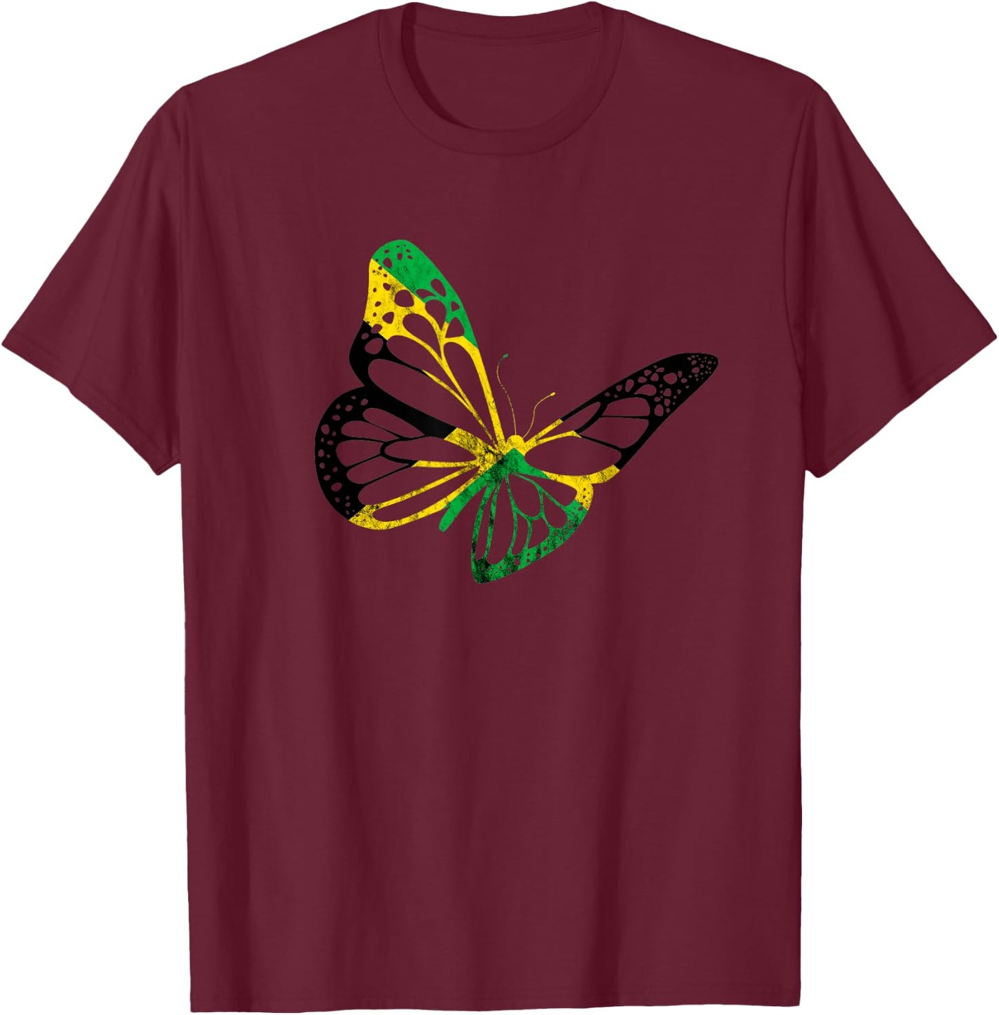 Jamaica Butterfly Jamaican Pride Roots Of Carribean T-Shirt - T-Shirt | Maroon