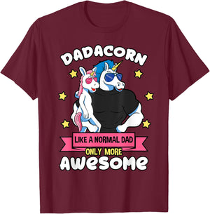 Dadacorn Father Unicorn Daughter Daddy Muscles Sunglasses T-Shirt - T-Shirt | Maroon
