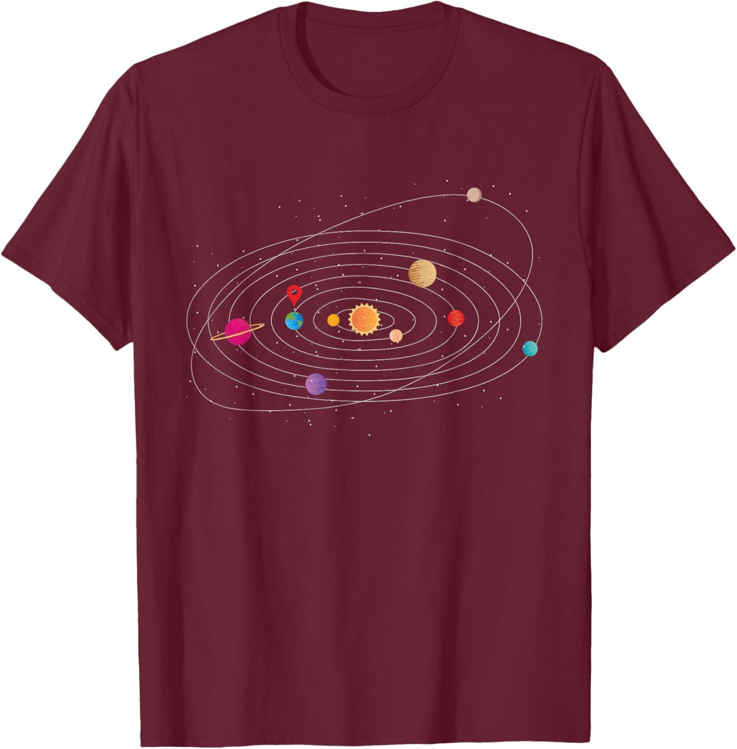 Solar System Science Education Space Men Women Kids Gift T-Shirt - T-Shirt | Maroon
