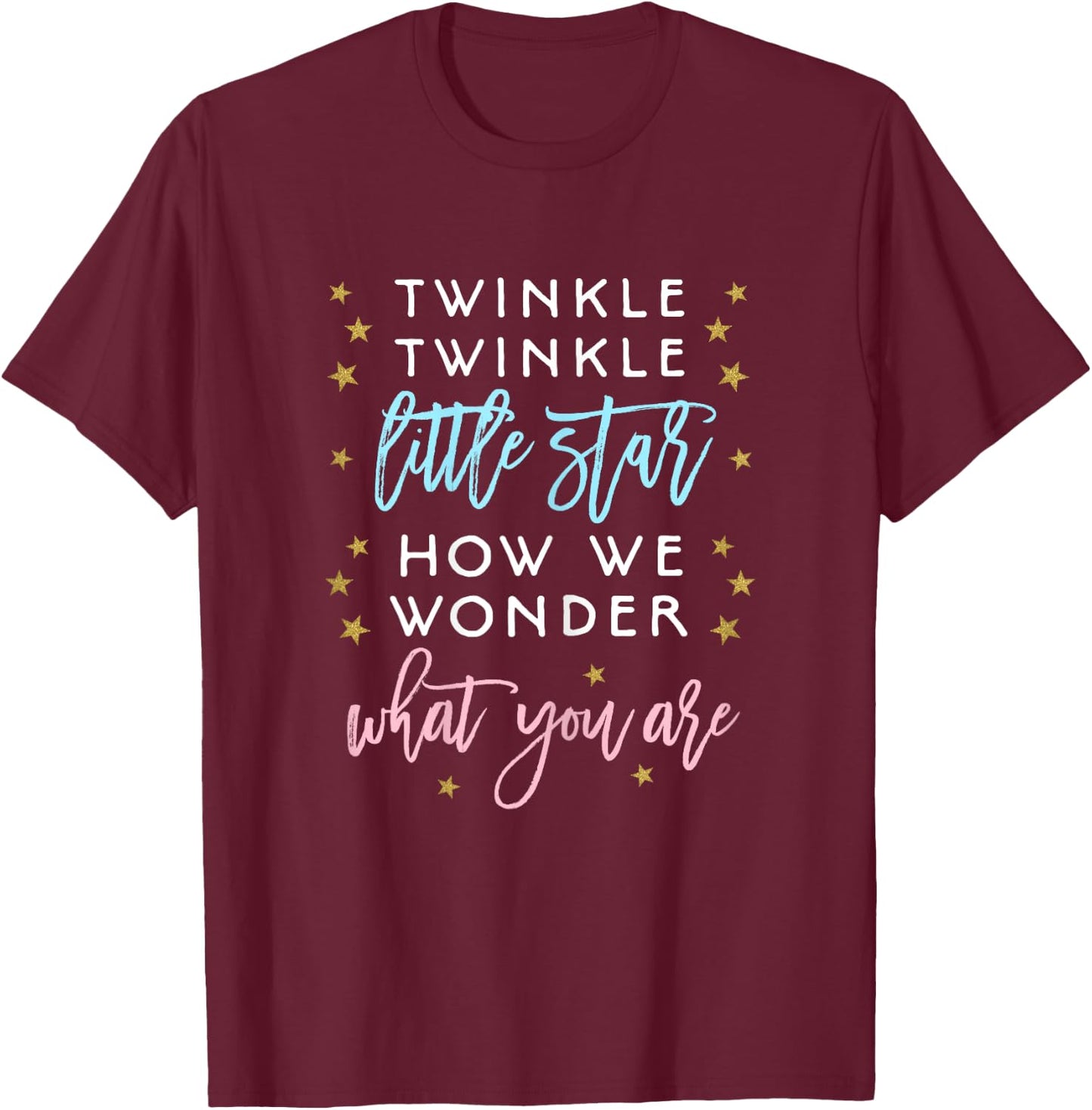 Twinkle Little Star Gender Reveal Shirt Baby Shower Gift T-Shirt - T-Shirt | Maroon