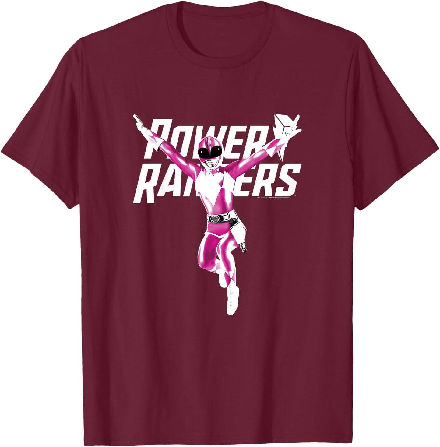 Power Rangers Big Pink Ranger Power Pose T-Shirt - T-Shirt | Maroon