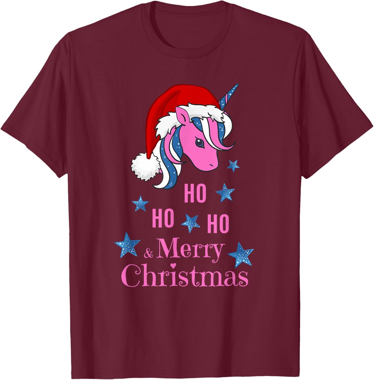 Pink Unicorn Santa Merry Christmas T-Shirt - T-Shirt | Maroon