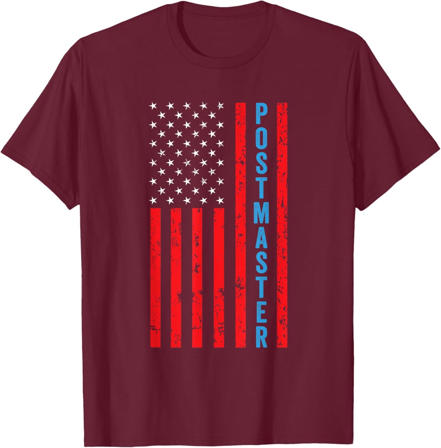 Postmaster - American Flag Postal Worker Patriotism T-Shirt - T-Shirt | Maroon
