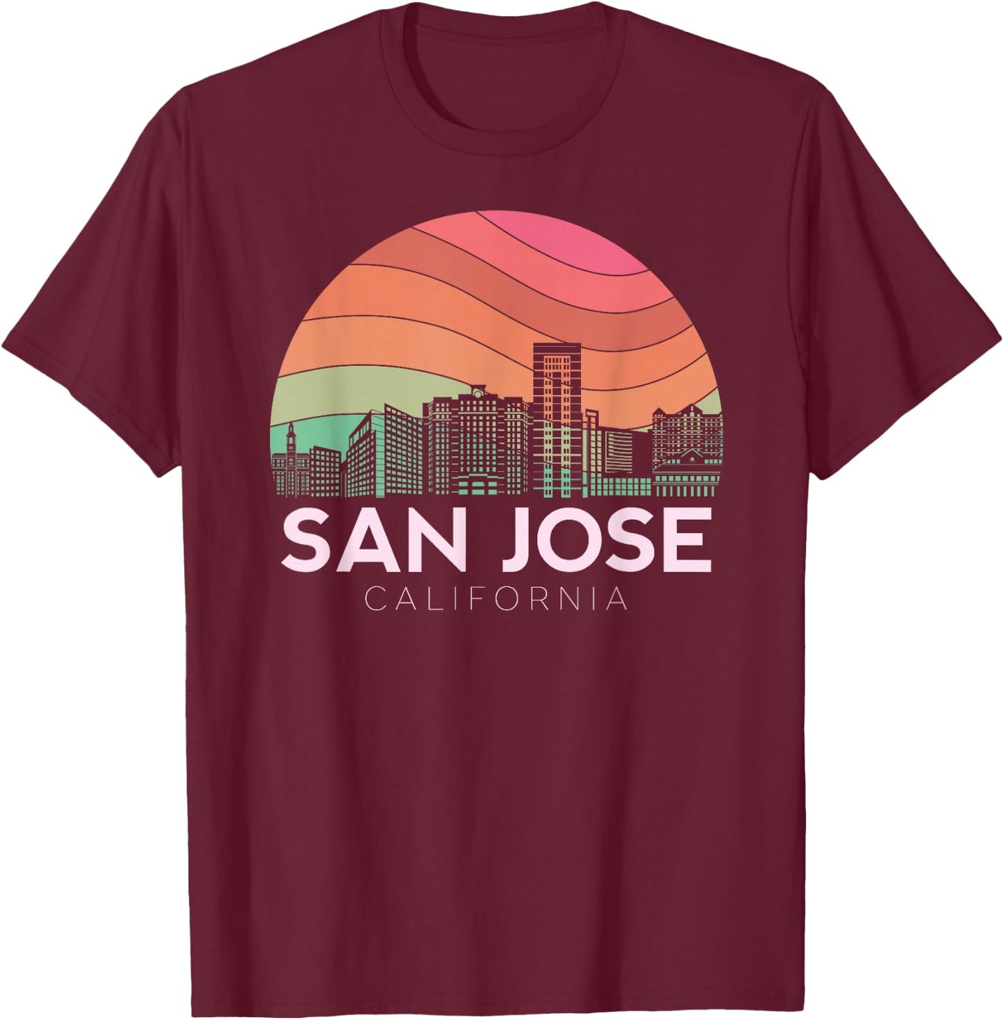 San Jose California USA Flag Nor Cal Bear Bay Area Tech City T-Shirt - T-Shirt | Maroon