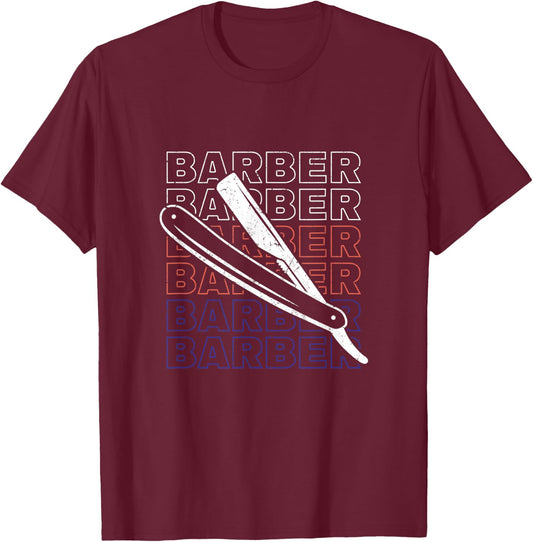 Barber Barbershop Hairdresser Shaving Razor Beard T-Shirt - T-Shirt | Maroon
