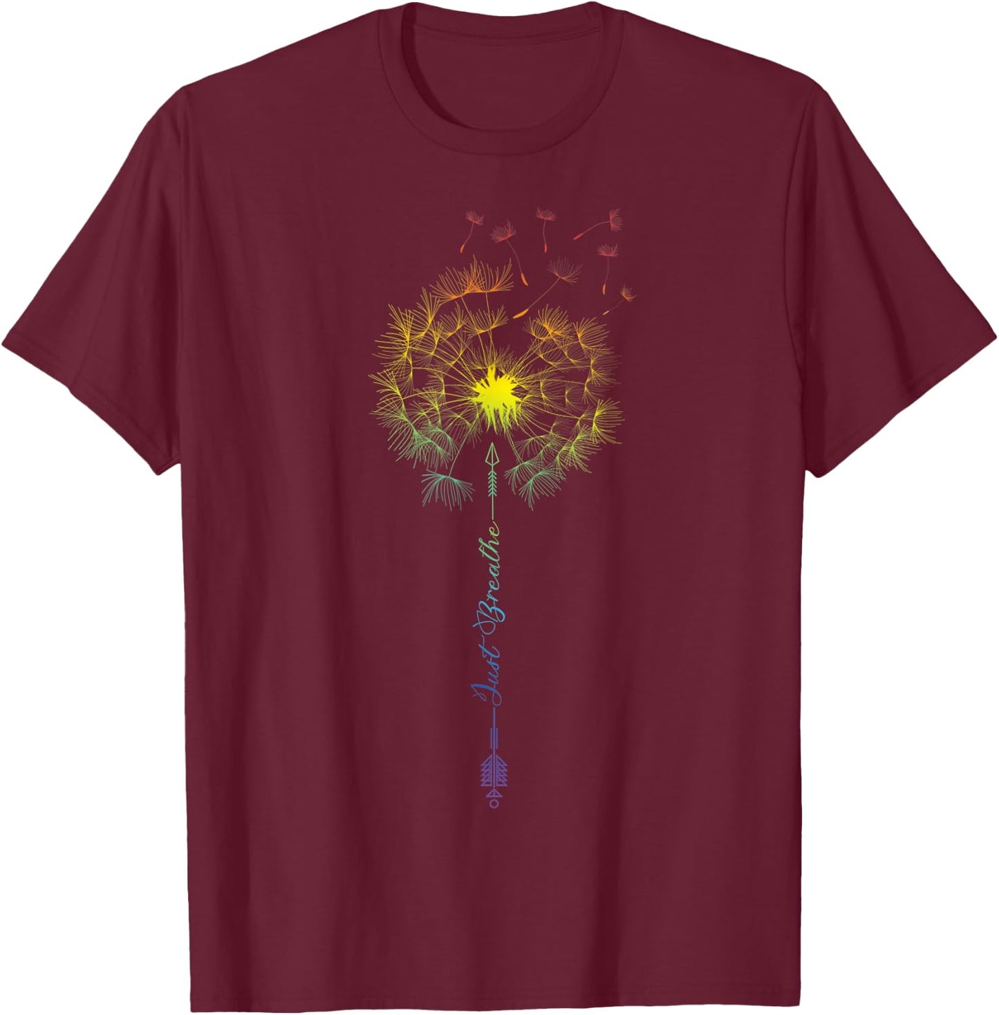 Cute Just Dandelion Tattoodesign Arrows Breathe Rainbow Blow Men Women T-Shirt - T-Shirt | Maroon