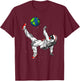 Space Astronaut Soccer Player Planet Earth Boys Men Kids T-Shirt - T-Shirt | Maroon