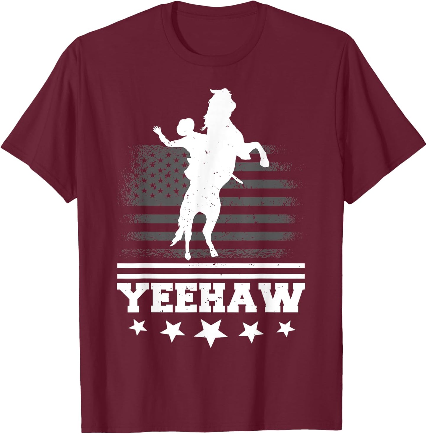 Yeehaw Cowboy Rodeo Horse Bull Riding Women Kids T-Shirt - T-Shirt | Maroon