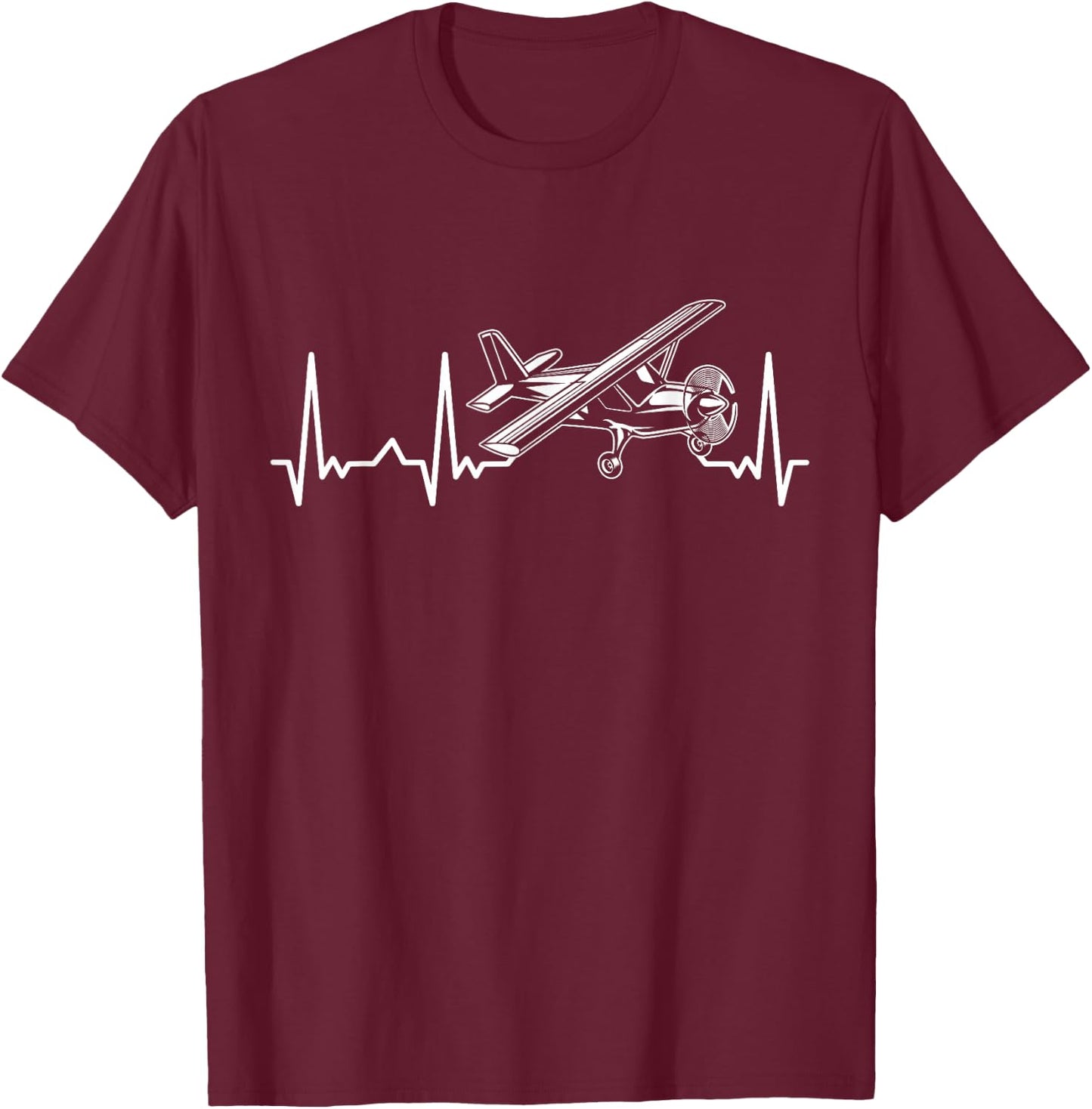 Aviation Heartbeat Gift Pilot T-Shirt - T-Shirt | Maroon