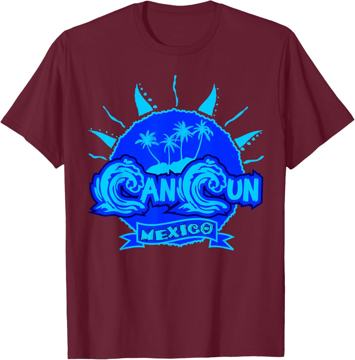Cancun Mexico Beach Palm Tree Party Destination Gift T-Shirt - T-Shirt | Maroon