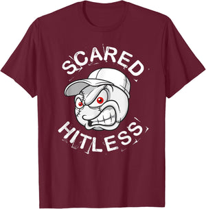 Scared Hitless - Beer League Baseball Or Softball Team T-Shirt - T-Shirt | Maroon