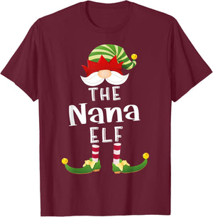 Nana Elf Group Christmas Funny Pajama Party T-Shirt - T-Shirt | Maroon