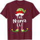 Nana Elf Group Christmas Funny Pajama Party T-Shirt - T-Shirt | Maroon