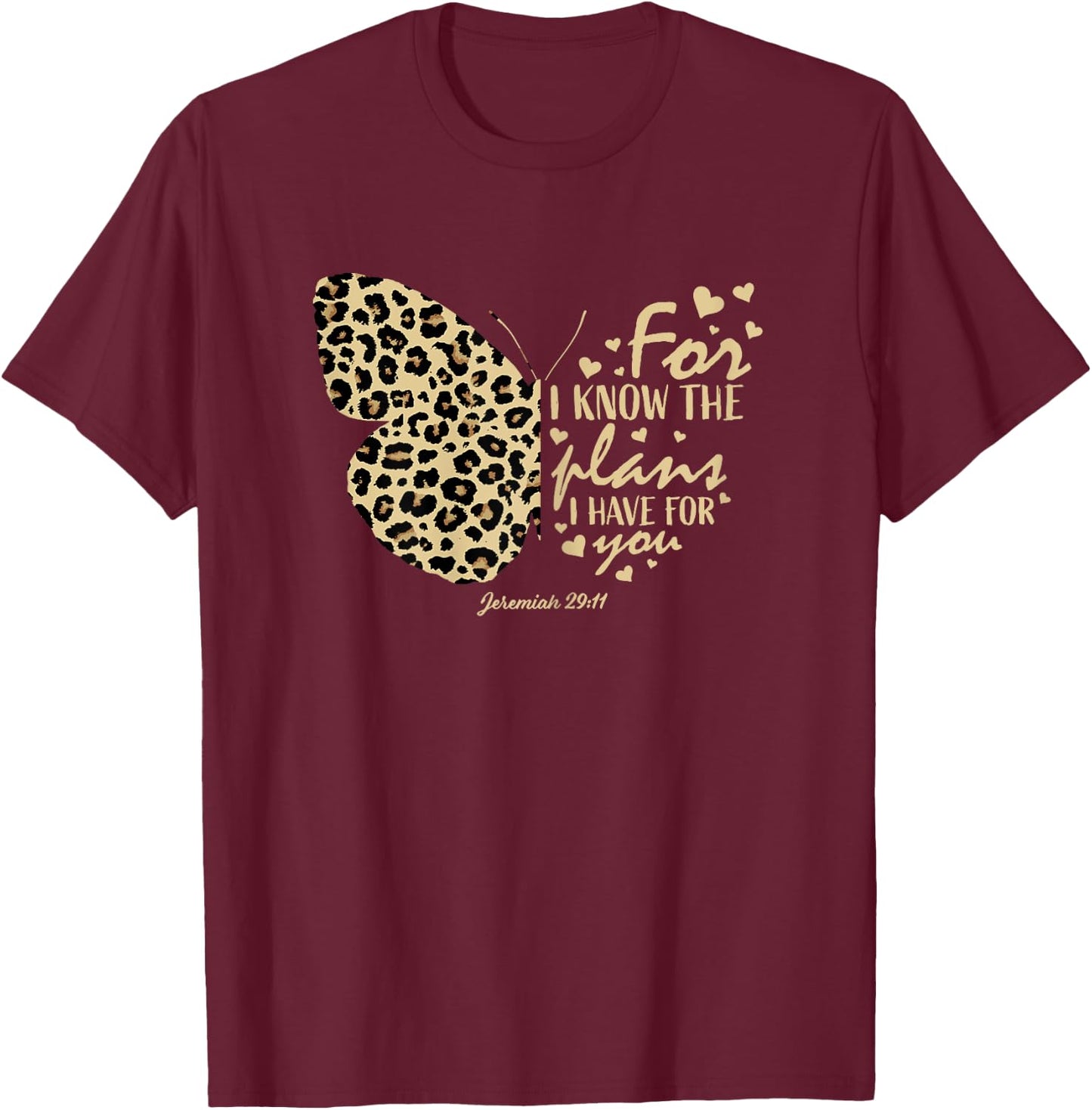 Jeremiah 29:11 Christian Women Gifts Teen Girls Butterfly T-Shirt - T-Shirt | Maroon