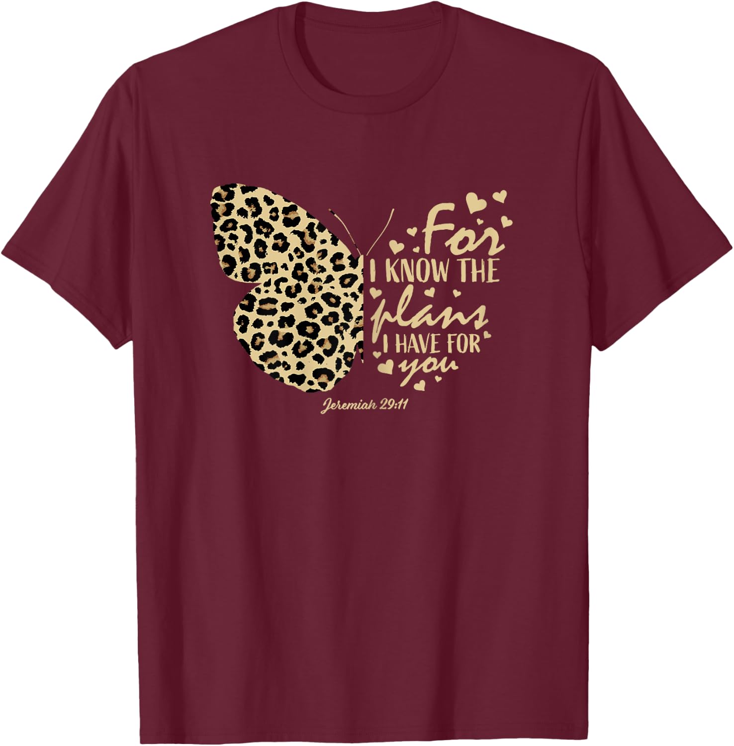 Jeremiah 29:11 Christian Women Gifts Teen Girls Butterfly T-Shirt - T-Shirt | Maroon