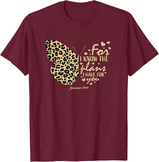 Jeremiah 29:11 Christian Women Gifts Teen Girls Butterfly T-Shirt - T-Shirt | Maroon