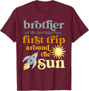 Brother Outer Space 1st Birthday First Trip Around The Sun T-Shirt - T-Shirt | Maroon