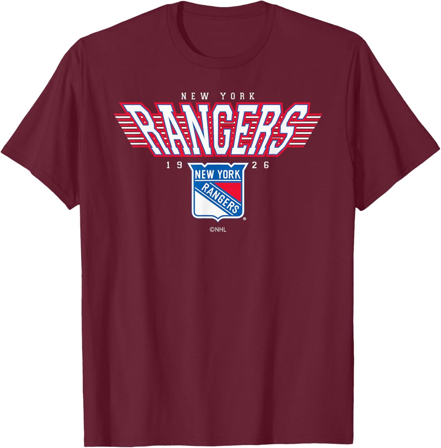 New York Rangers Laser Black Officially Licensed T-Shirt - T-Shirt | Maroon