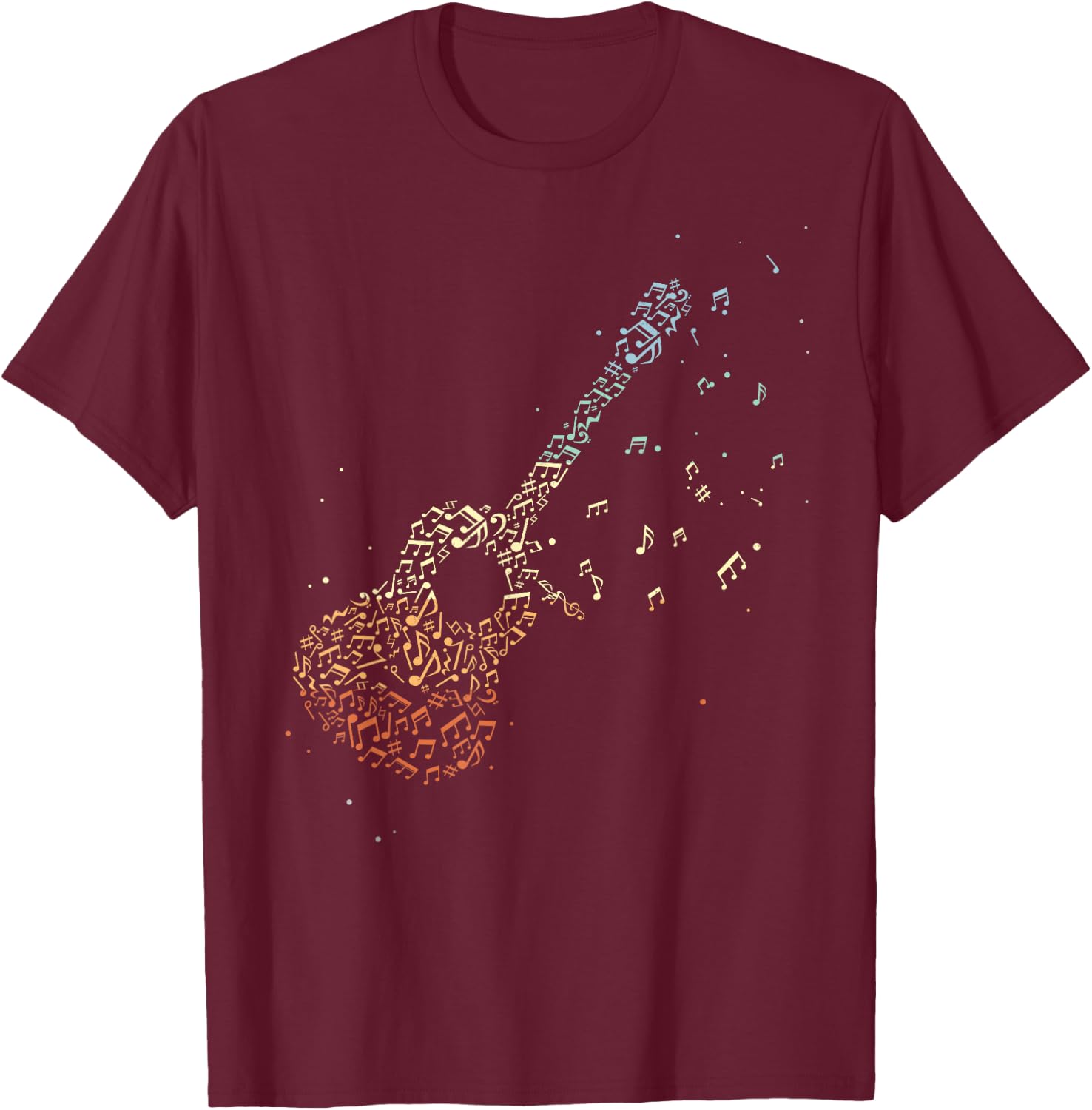 Guitar Gifts Men Music Notes Guitarist Musician Music Lover Small T-Shirt - T-Shirt | Maroon