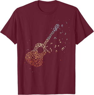 Guitar Gifts Men Music Notes Guitarist Musician Music Lover Small T-Shirt - T-Shirt | Maroon