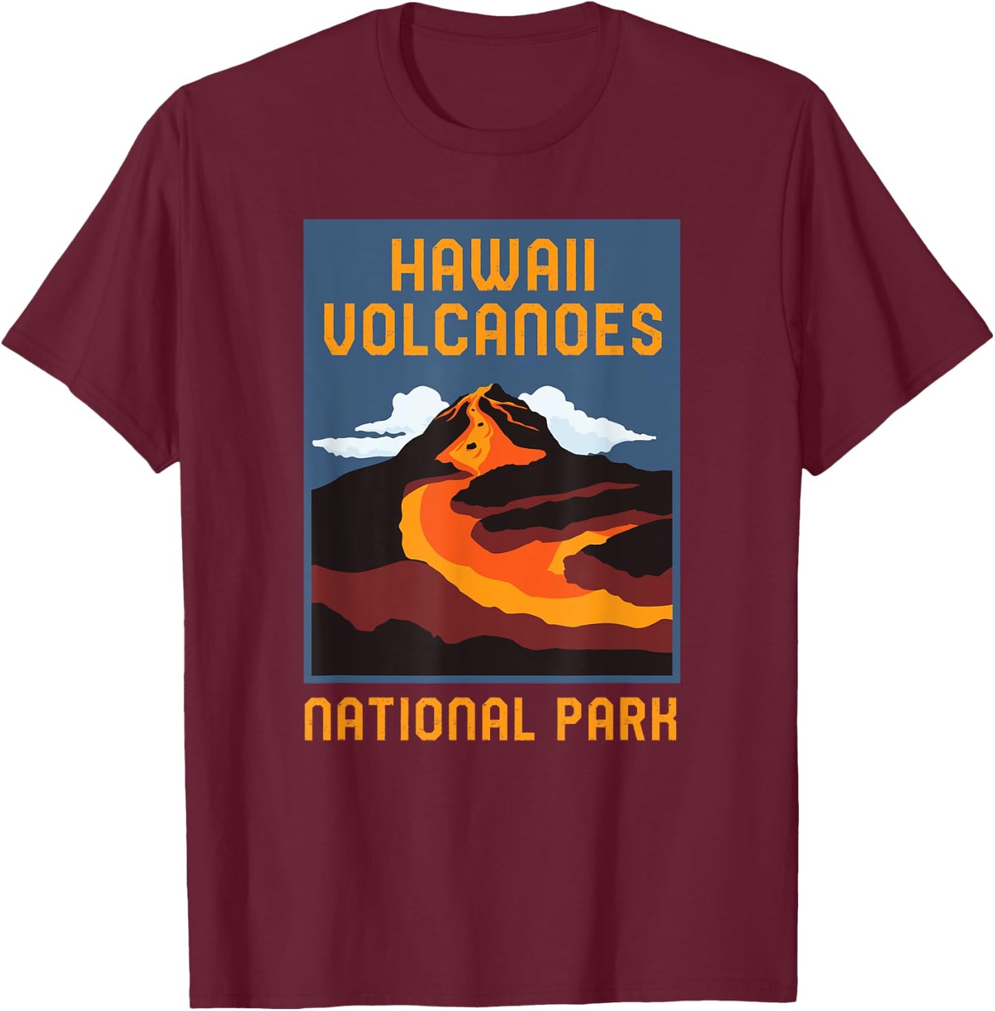 Hawaii Volcanoes National Park Big Island Retro Graphic T-Shirt - T-Shirt | Maroon