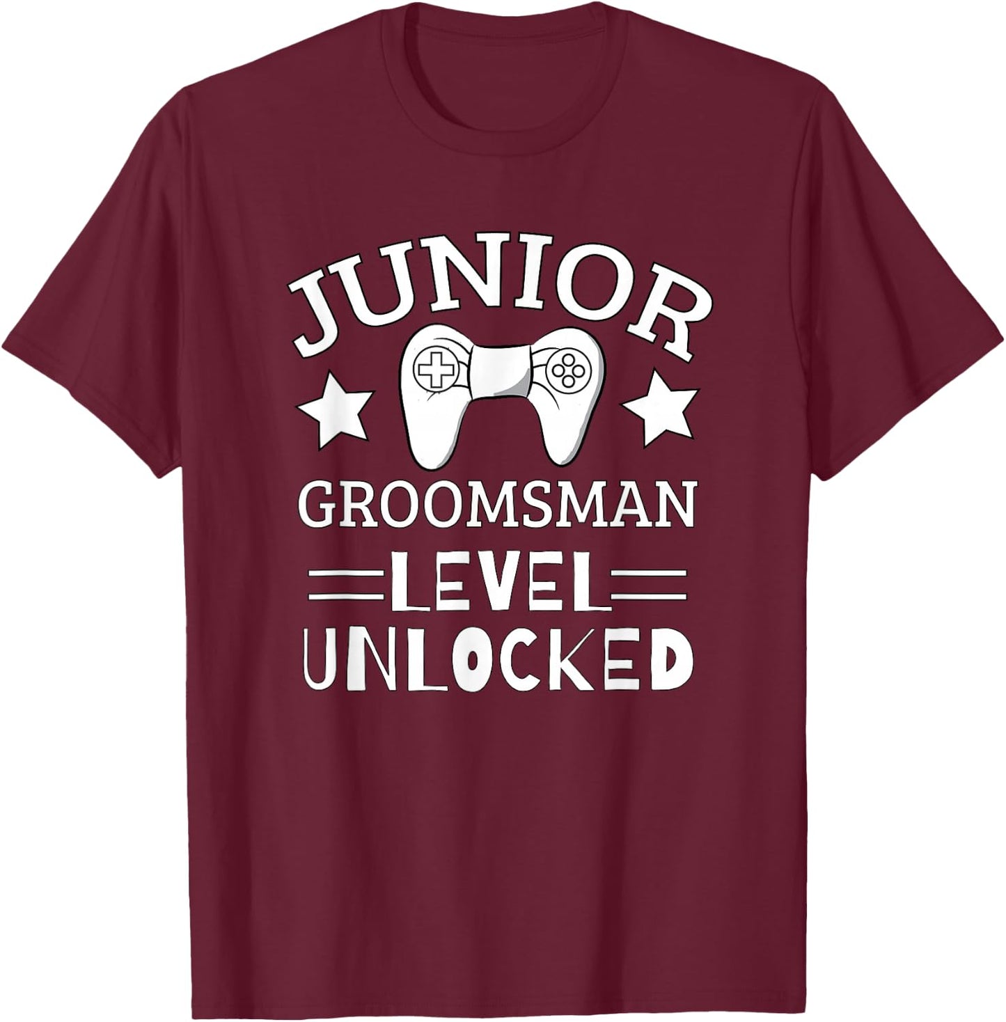 Cute Junior Groomsman Gaming Wedding Party Jr Boys Gift T-Shirt - T-Shirt | Maroon