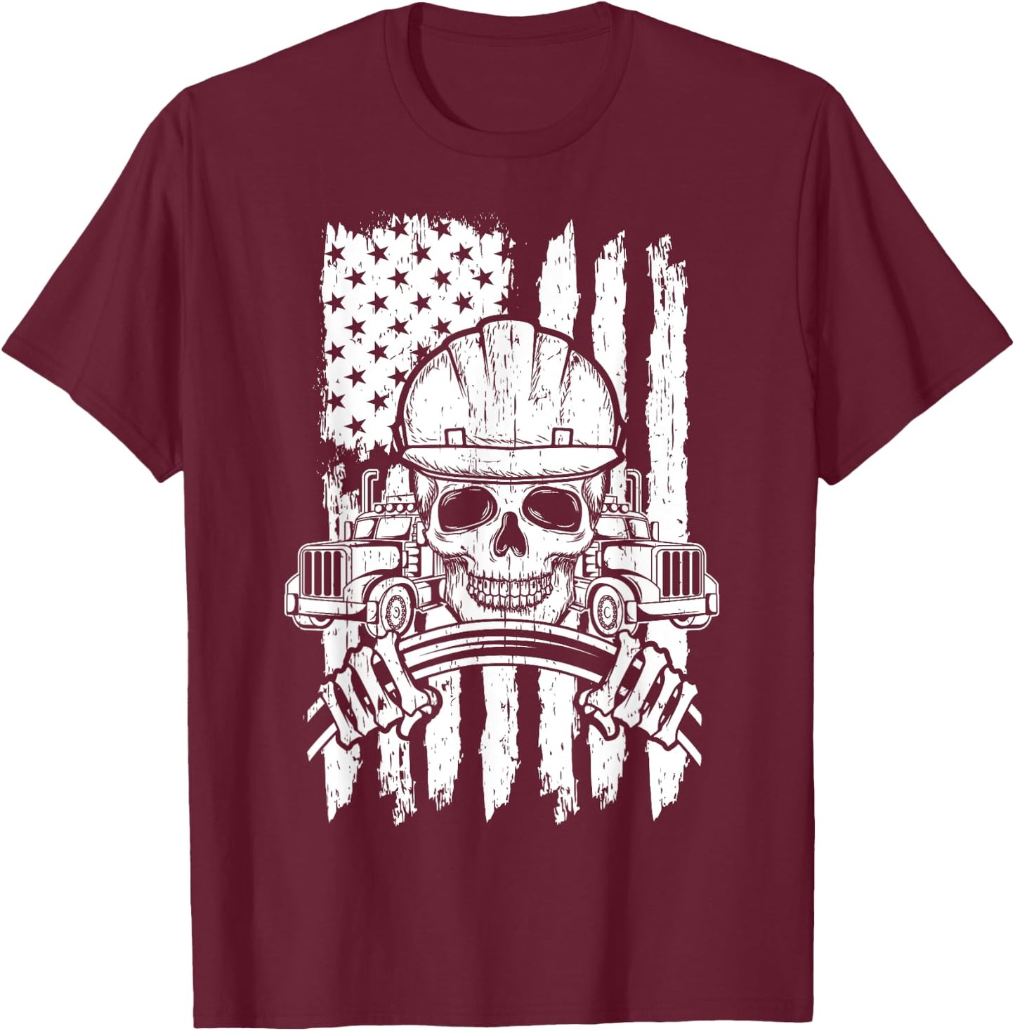 Truck Driver Patriotic Trucker Independence Day Teamster Women Kids Men T-Shirt - T-Shirt | Maroon