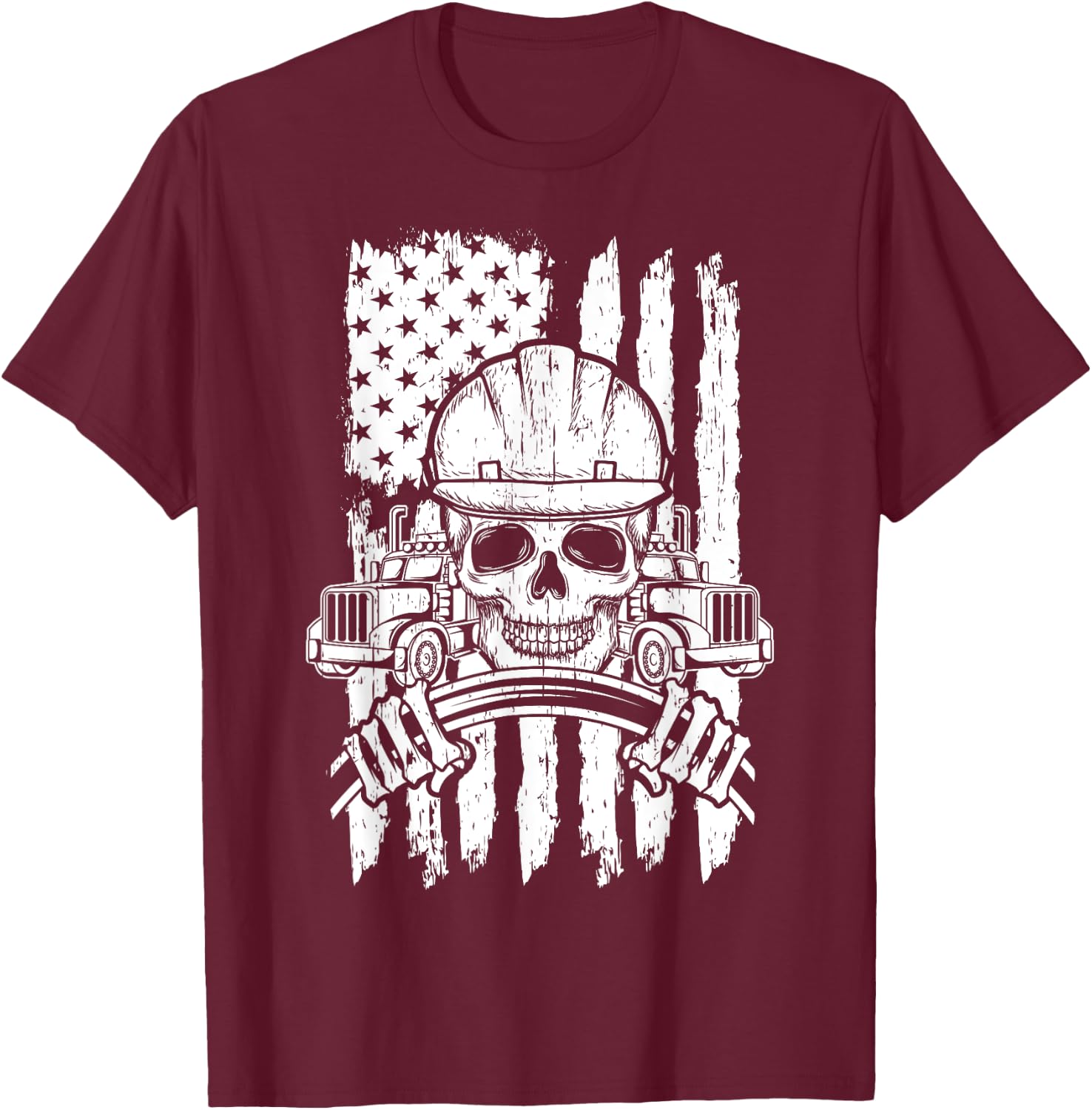 Truck Driver Patriotic Trucker Independence Day Teamster Women Kids Men T-Shirt - T-Shirt | Maroon