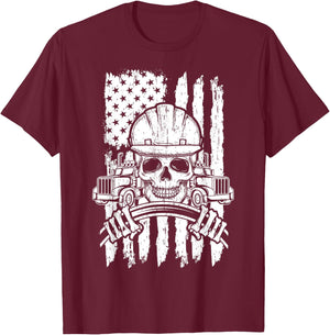 Truck Driver Patriotic Trucker Independence Day Teamster Women Kids Men T-Shirt - T-Shirt | Maroon