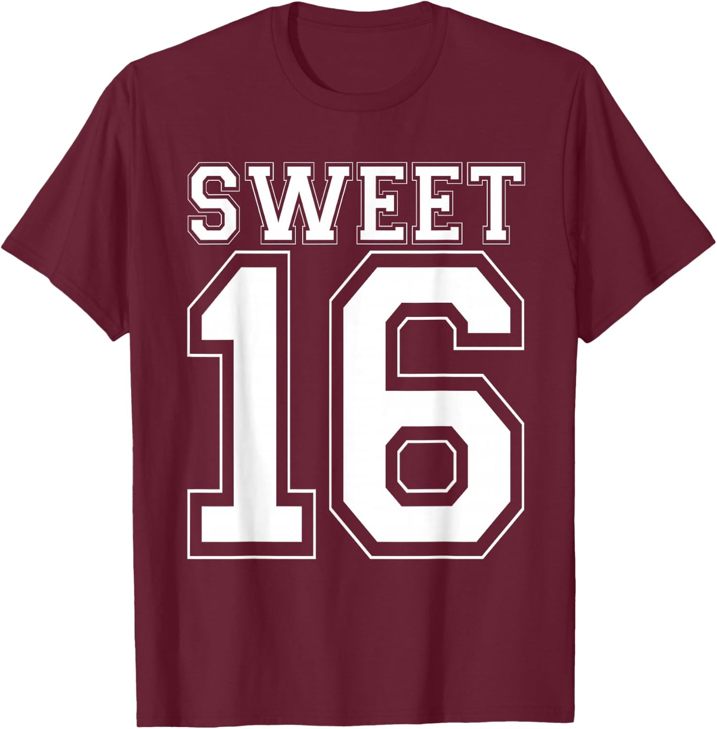 16th Birthday Gift Teen Sweet Sixteen 16 Varsity T-Shirt - T-Shirt | Maroon