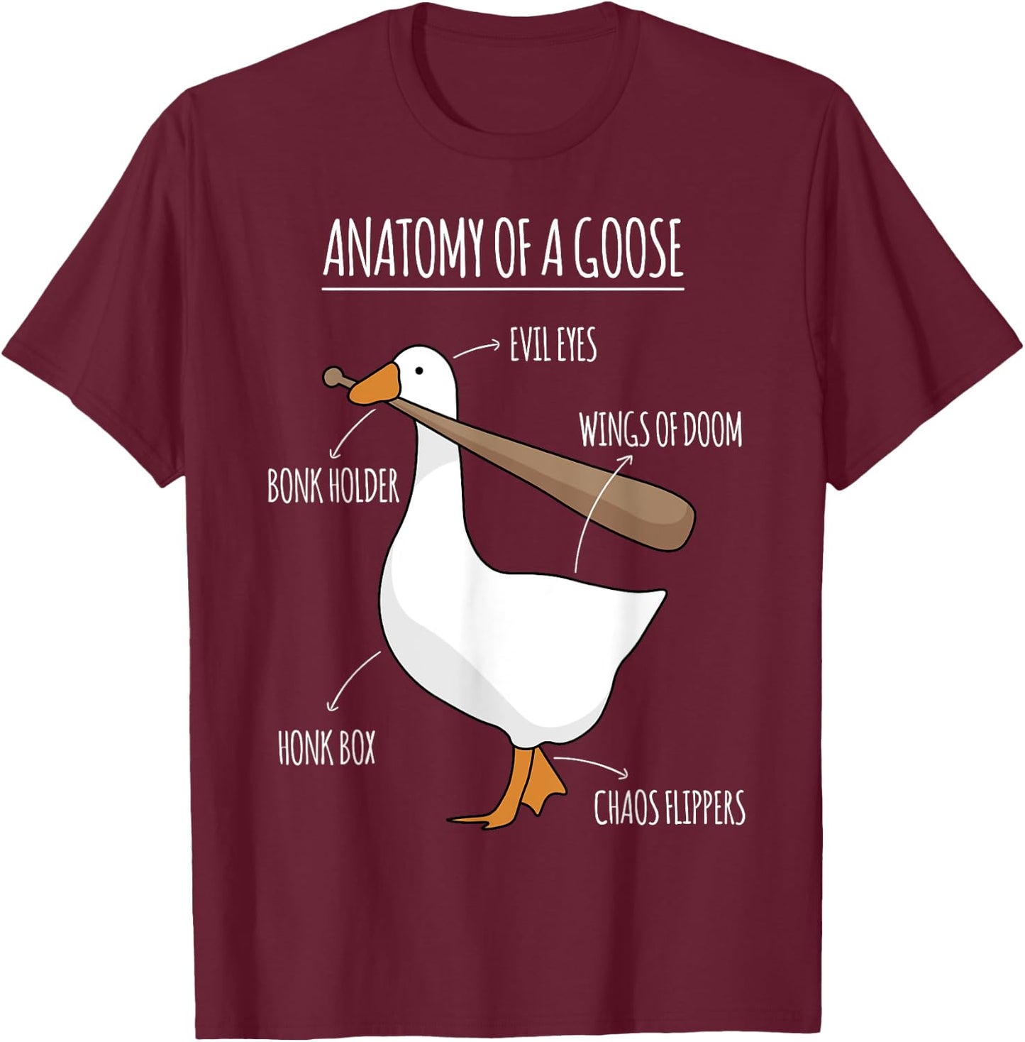 Anatomy of a Goose Meme T-Shirt - T-Shirt | Maroon