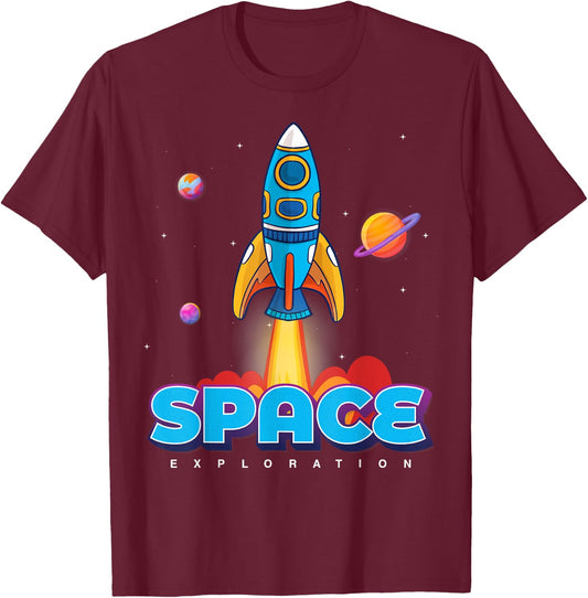 Astronaut Space Craft shirts, Space Shuttle Travel Fun T-Shirt - T-Shirt | Maroon