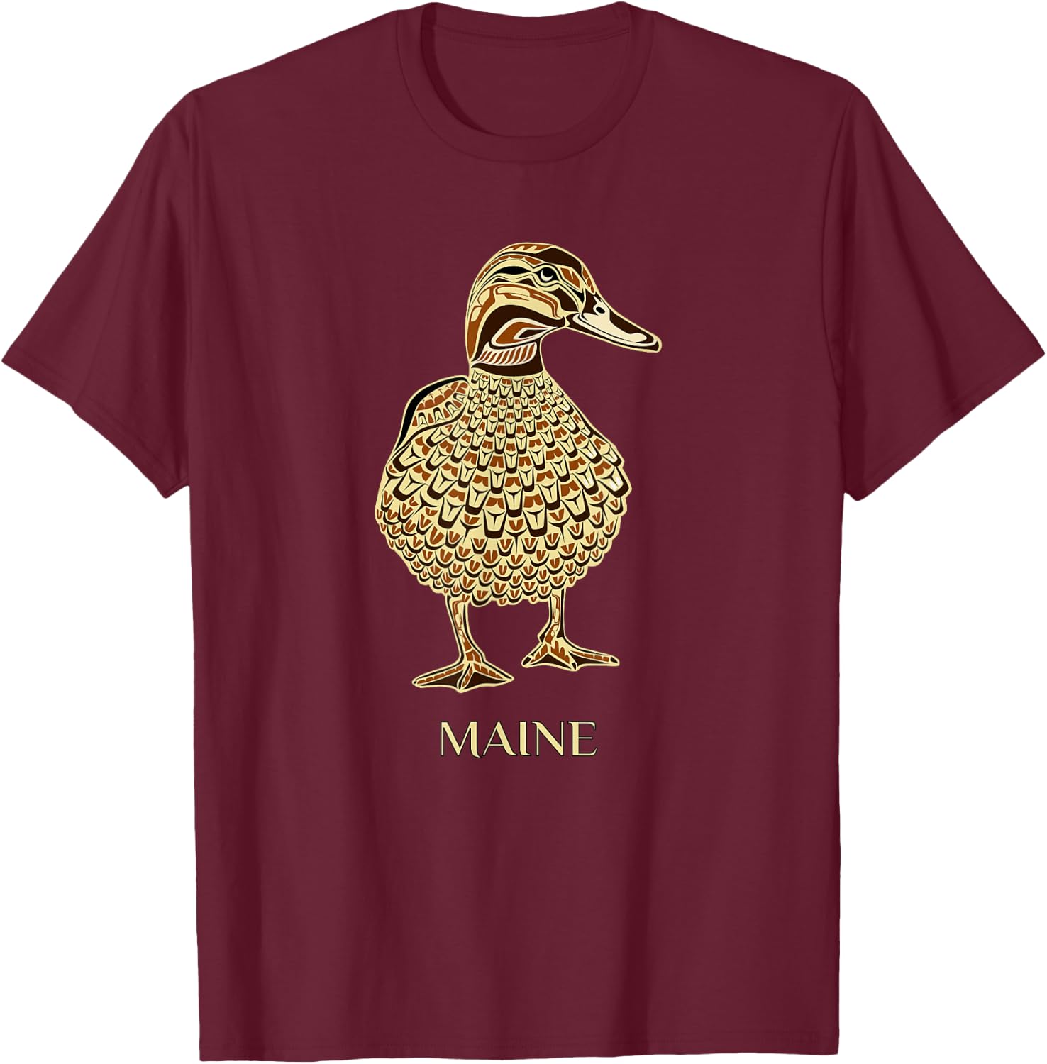 Maine Native American Mallard Duck Birdwatching T-Shirt - T-Shirt | Maroon